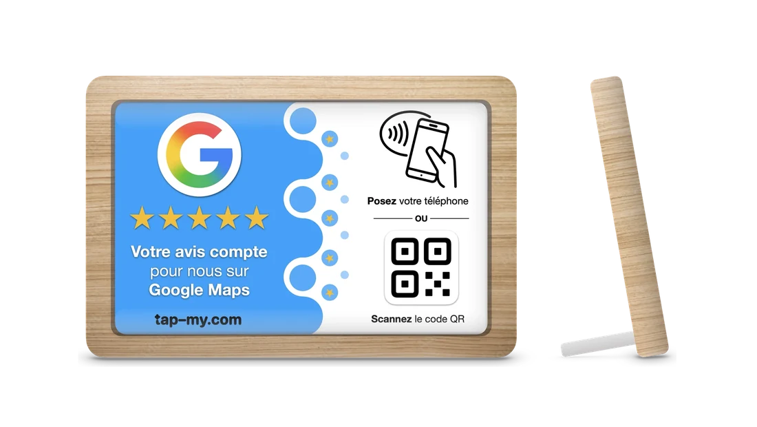 Présentoir Booster Google Pro en hêtre massif, avec son pied